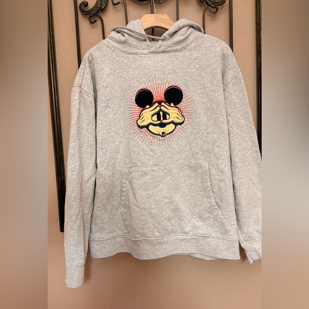 Disney Gray Hoodie Sweatshirt with Red Accents